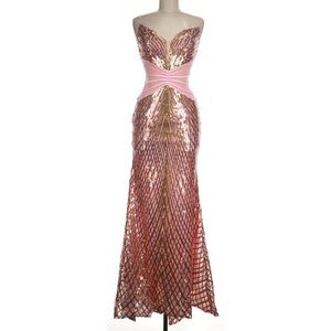 Banjul Elegant Pink Sequin Evening Gown- size S
